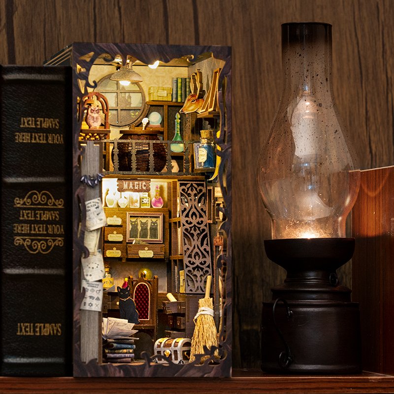 Cutebee DIY Gifts Toy Miniature House Dollhouse Touch Light Model Building Book Nook for Decoration