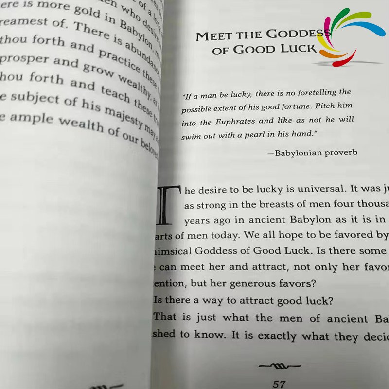 Softcover A5 manufacturer cheap stock book The richest man in Babylon light modern novel design English books for adults