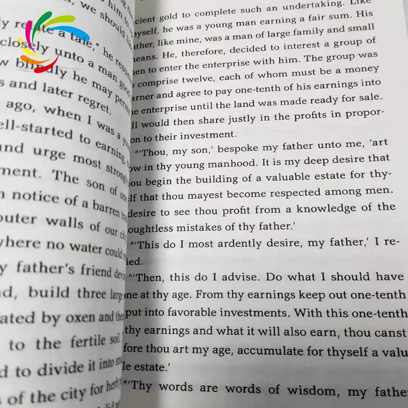 Softcover A5 manufacturer cheap stock book The richest man in Babylon light modern novel design English books for adults