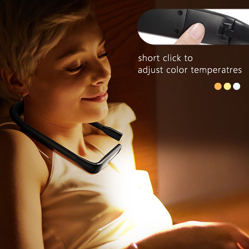80-Hour Lasting 3-Color 6-Brightness Rechargeable Book Light Reading Bed Knitting Book Lovers Gift Bendable Neck Desk Lamp