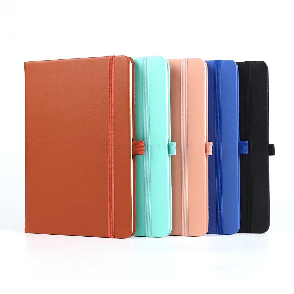 High Quality Business Office Lined Personalized Printed Note Book PU Leather Custom A5 Hardcover Journal Notebook With Logo