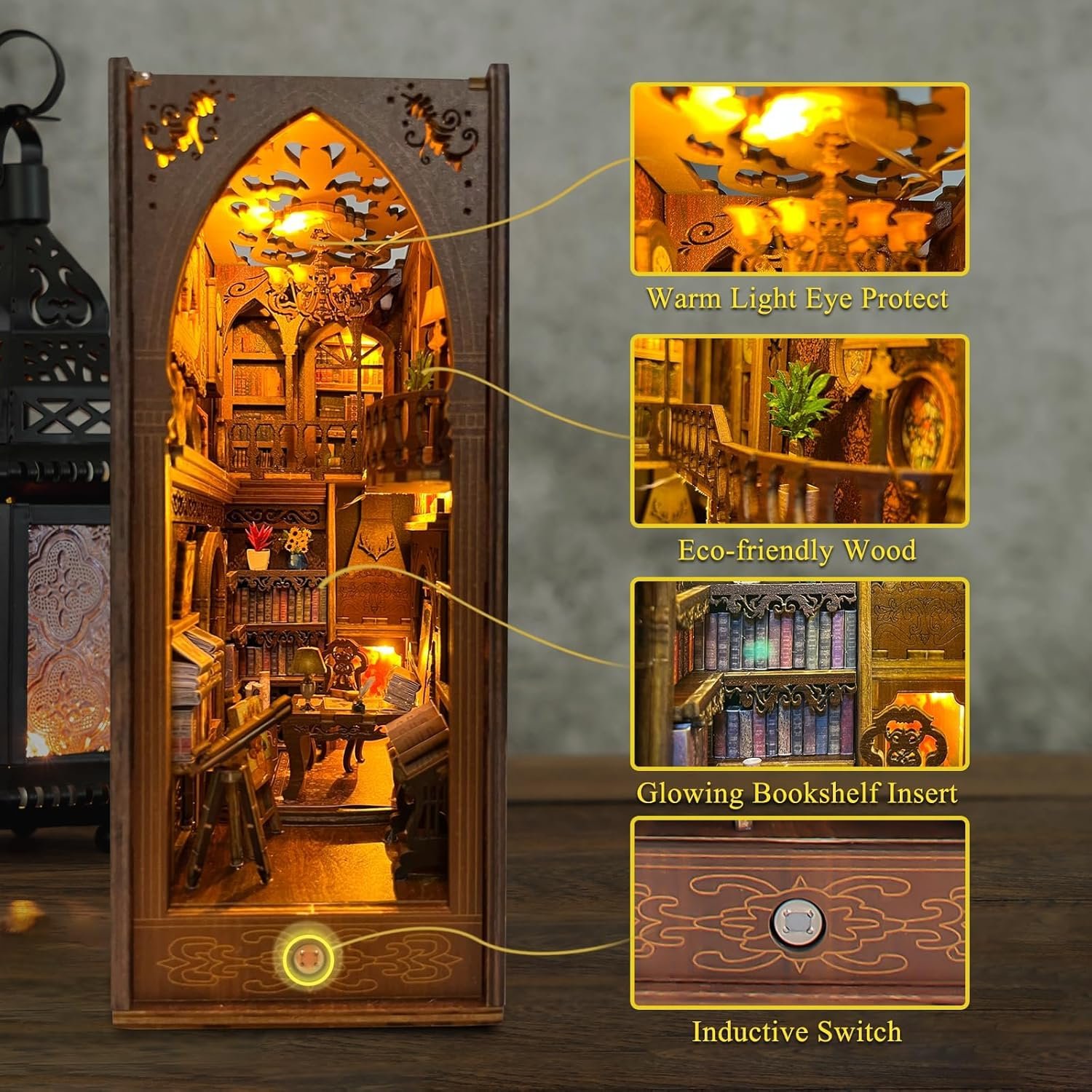 Factory Price Library of Books Booknooks 3D Book Nook Kit Puzzle DIY Book Nook with LED Light