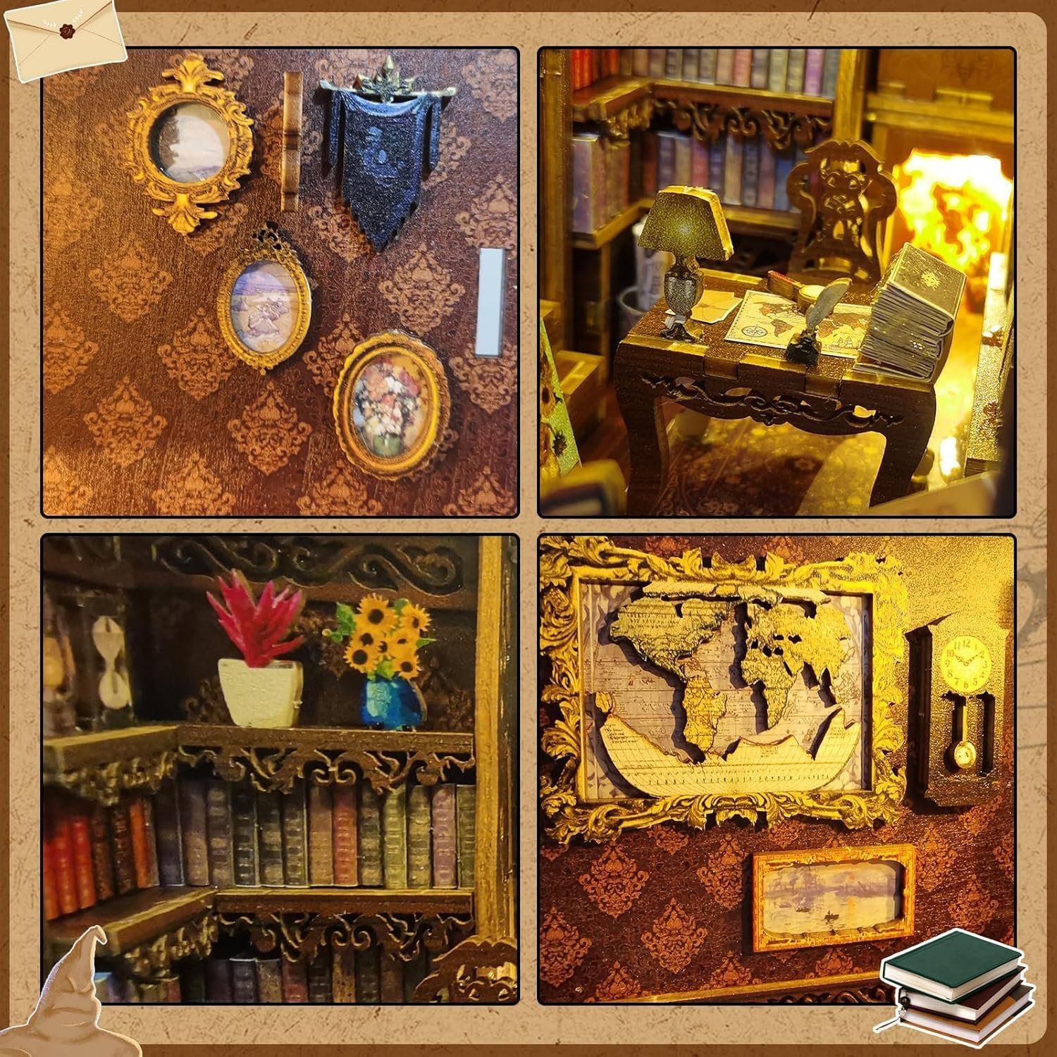 Factory Price Library of Books Booknooks 3D Book Nook Kit Puzzle DIY Book Nook with LED Light