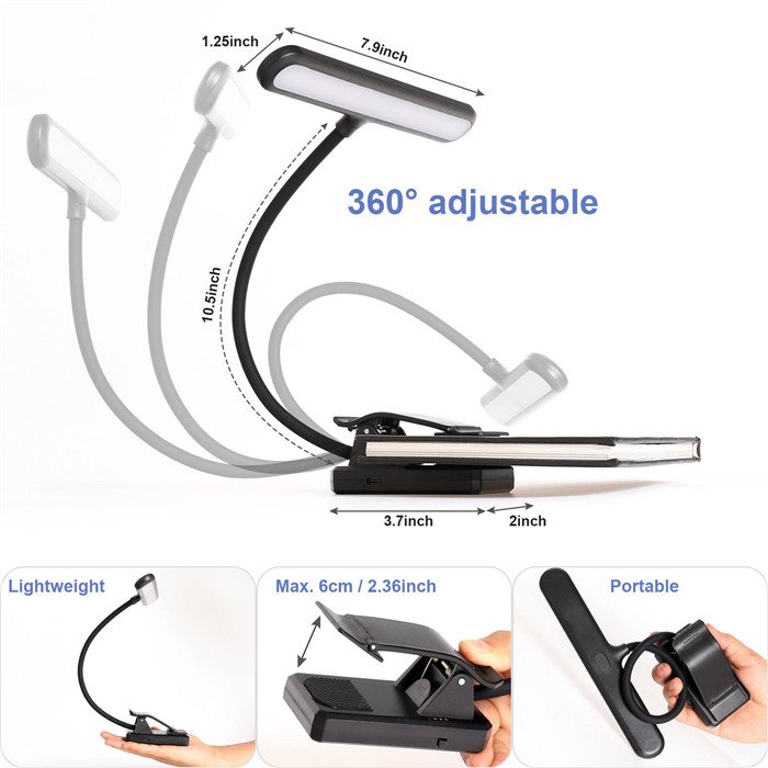 Super Bright LED Piano Light Amber LED Clip on LED Book reading Light Rechargeable Music Stand Light Perfect for Piano Orchestra