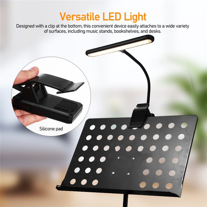 Super Bright LED Piano Light Amber LED Clip on LED Book reading Light Rechargeable Music Stand Light Perfect for Piano Orchestra