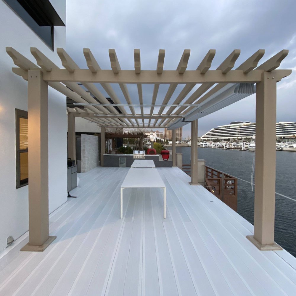 Wood plastic composite Modern design project weather resistant arbors WPC decorative square column for pergola