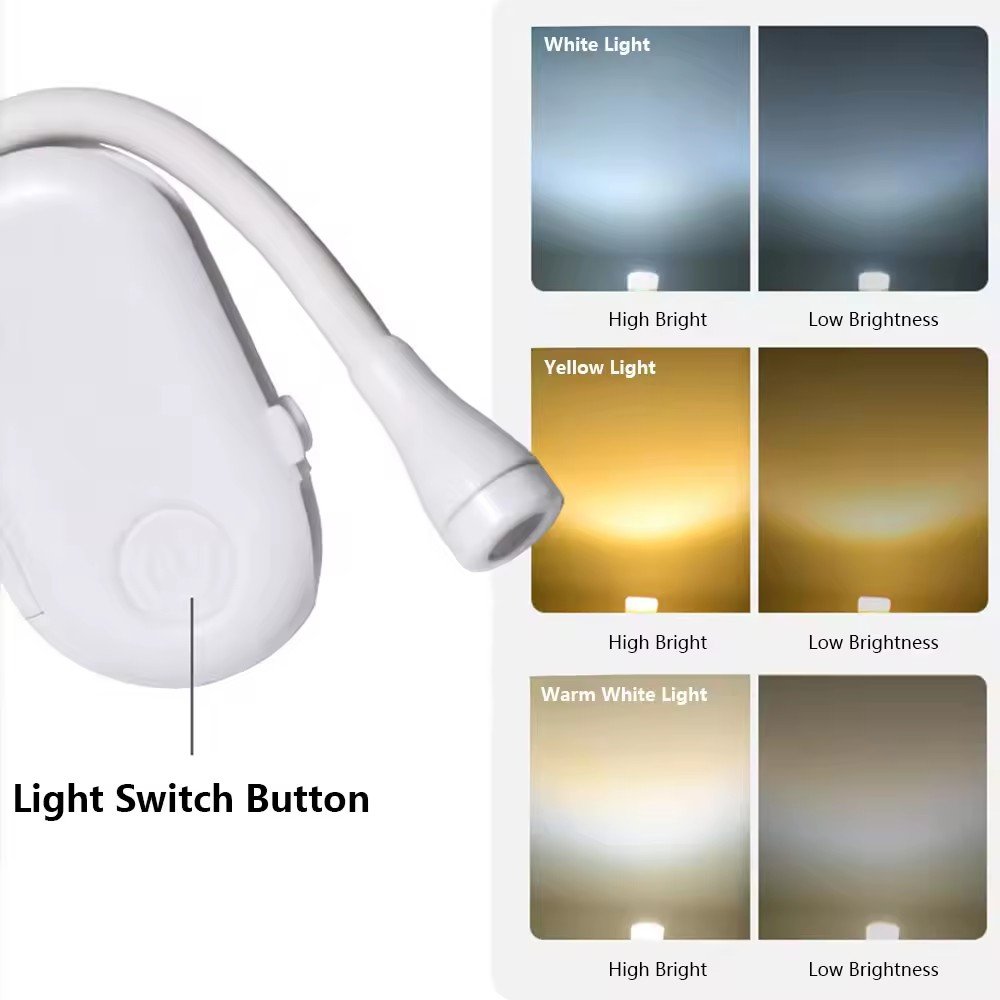 Wholesale USB Rechargeable Multi Functional Night Light Portable Reading Light LED Mini Clip-on Lamp for Reading&Working