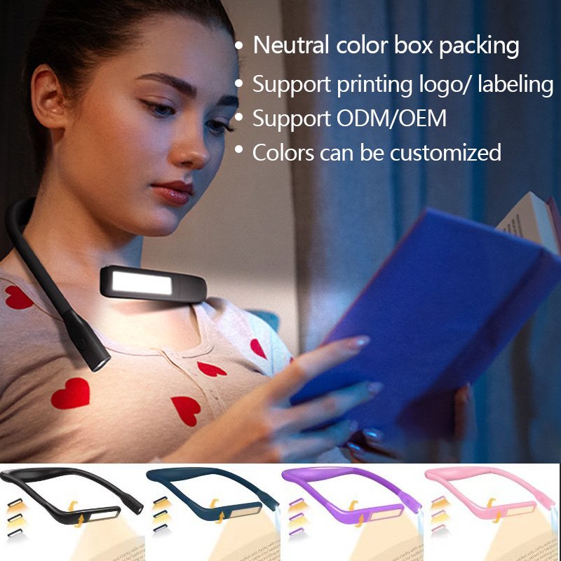 Rechargeable LED Neck Reading Light 3-Level Brightness smart Book Lights Bed Reading Book Light Lover's gift