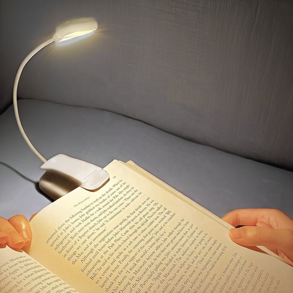 LOHAS White Shade Bright Rechargeable Book Lamp RG0 Portable Book Light Clip Design Flexible Neck Reading Light For Study