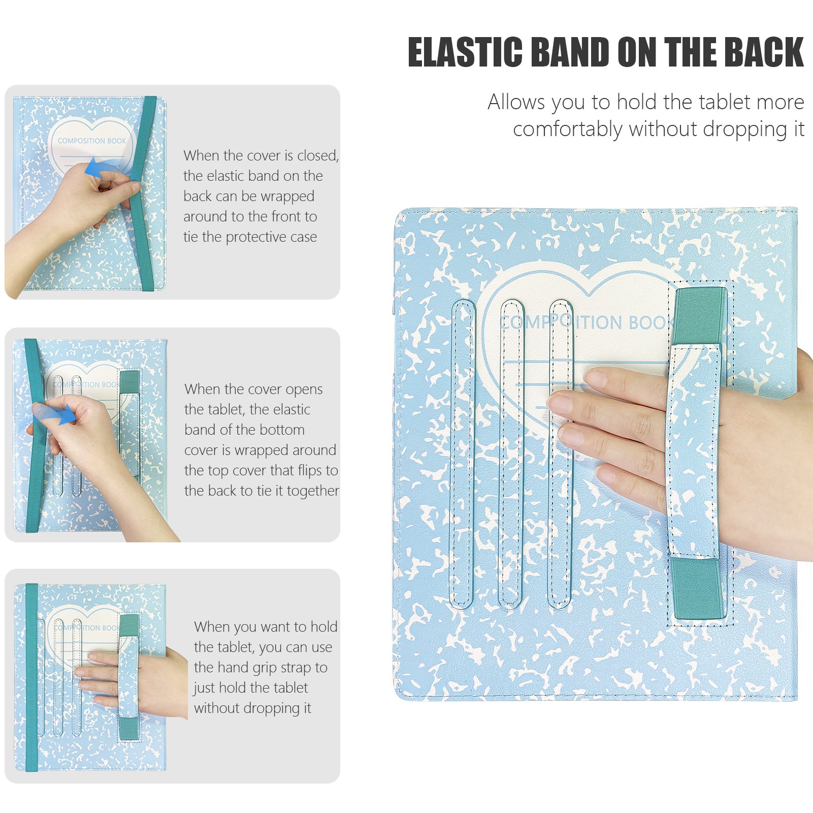 Remarkable 2 Case 10.3 inch Cover Case Slim Lightweight Book Folios Cover for Tablet with Pen Holder/Hand Strap/Elastic Strap