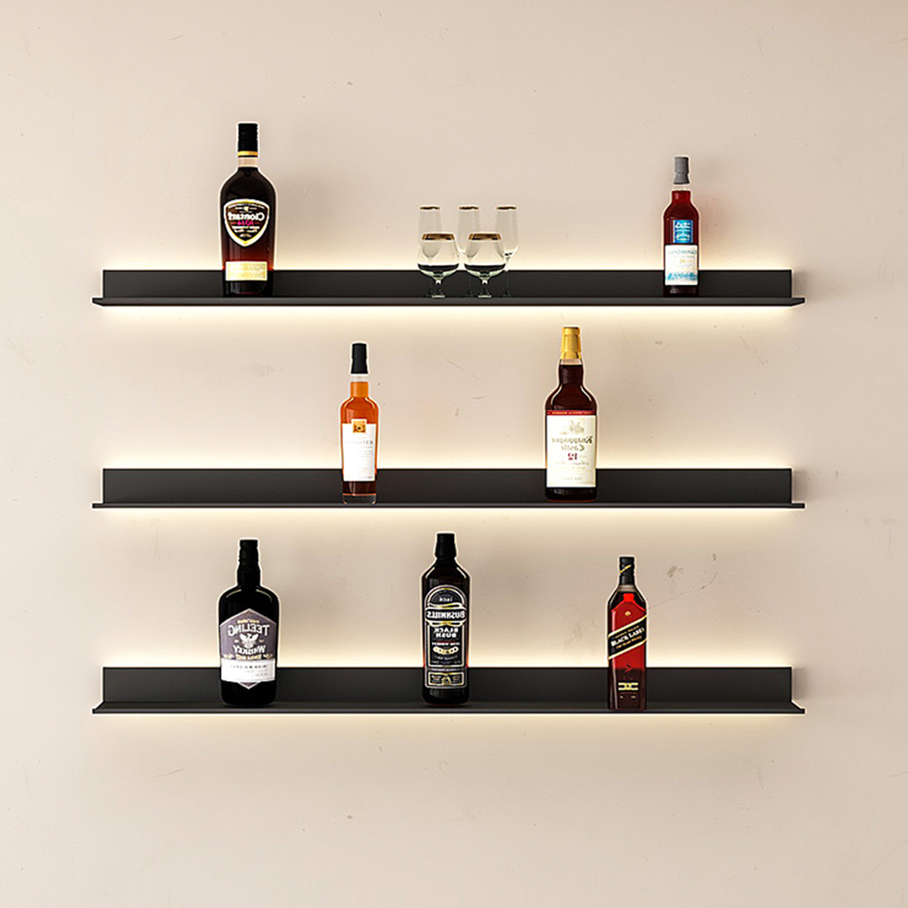 Wall Mounted Aluminum Alloy Metal Floating Shelf Slat Wall Iridescent Clear Bathroom Storage Ledge Shelves For Wine Display