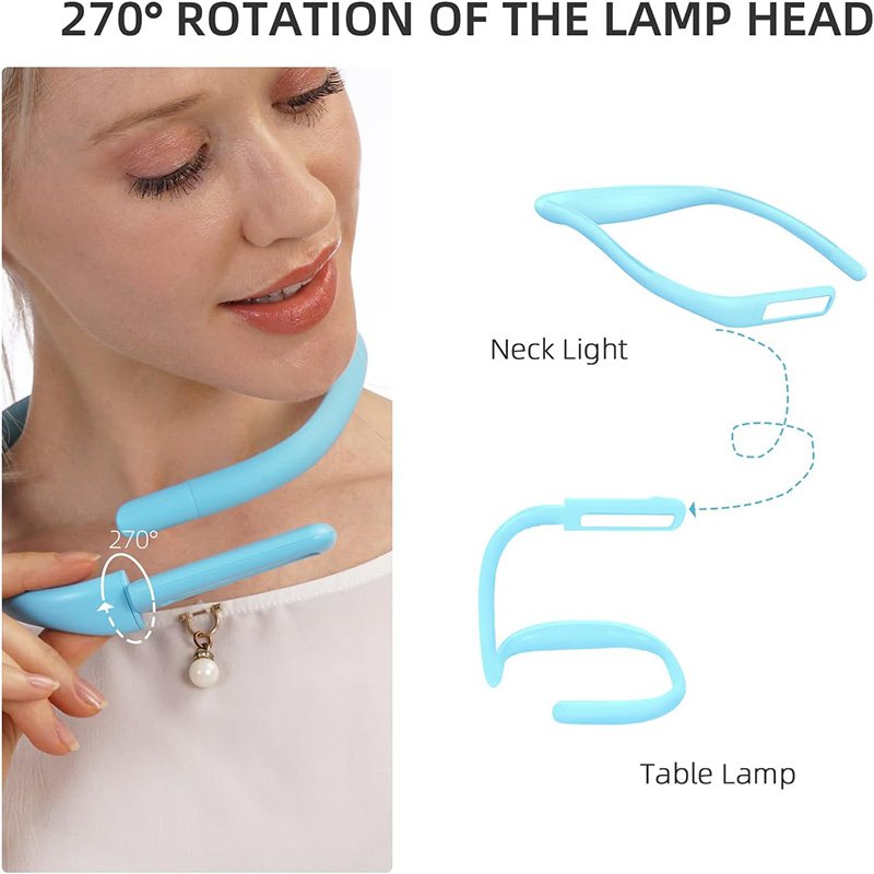LED rechargeable neck light bed reading book light 3 colors flexible arms durable very suitable for reading knitting camping