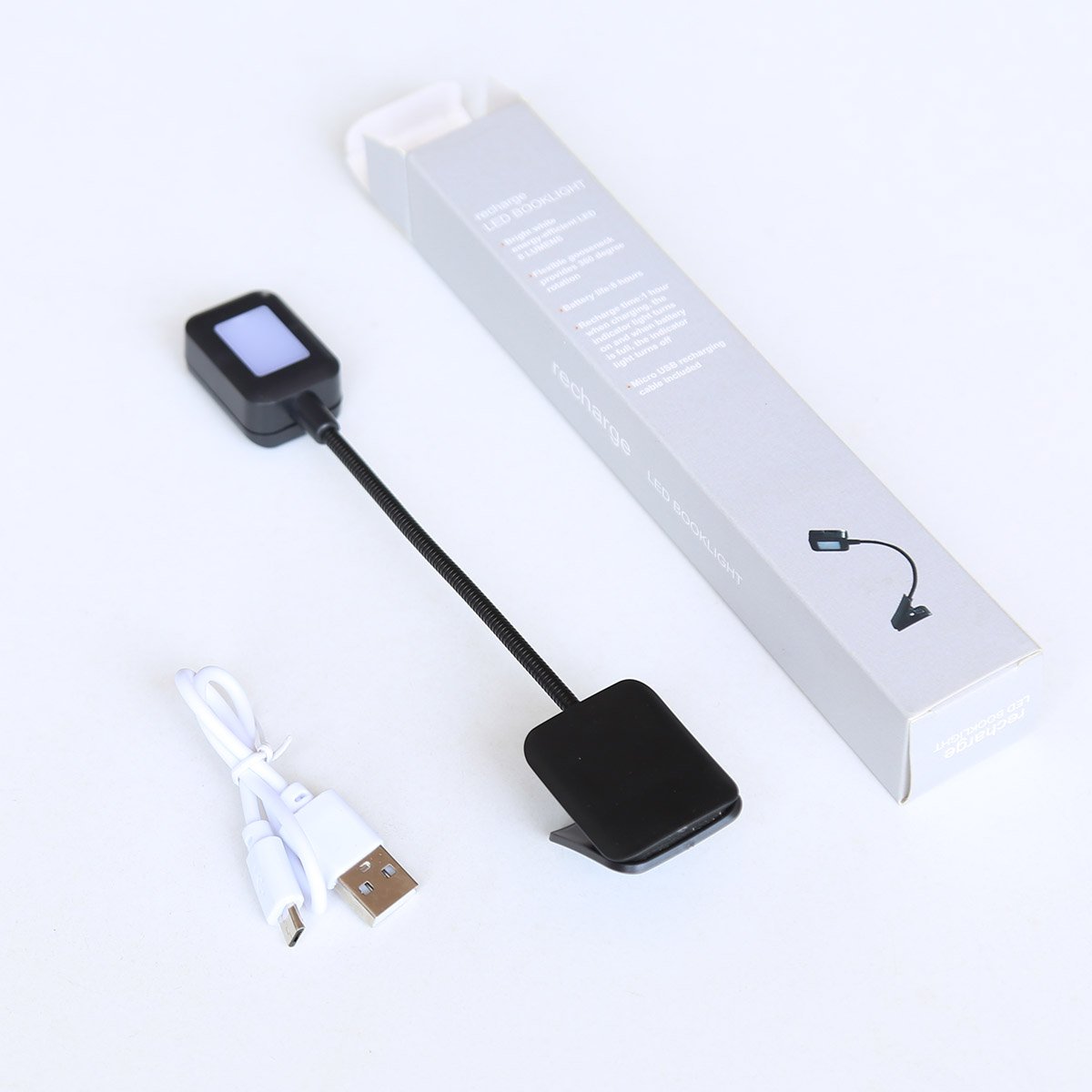 Rechargeable Flexible Metal Hose Neck Led Clip Book Light