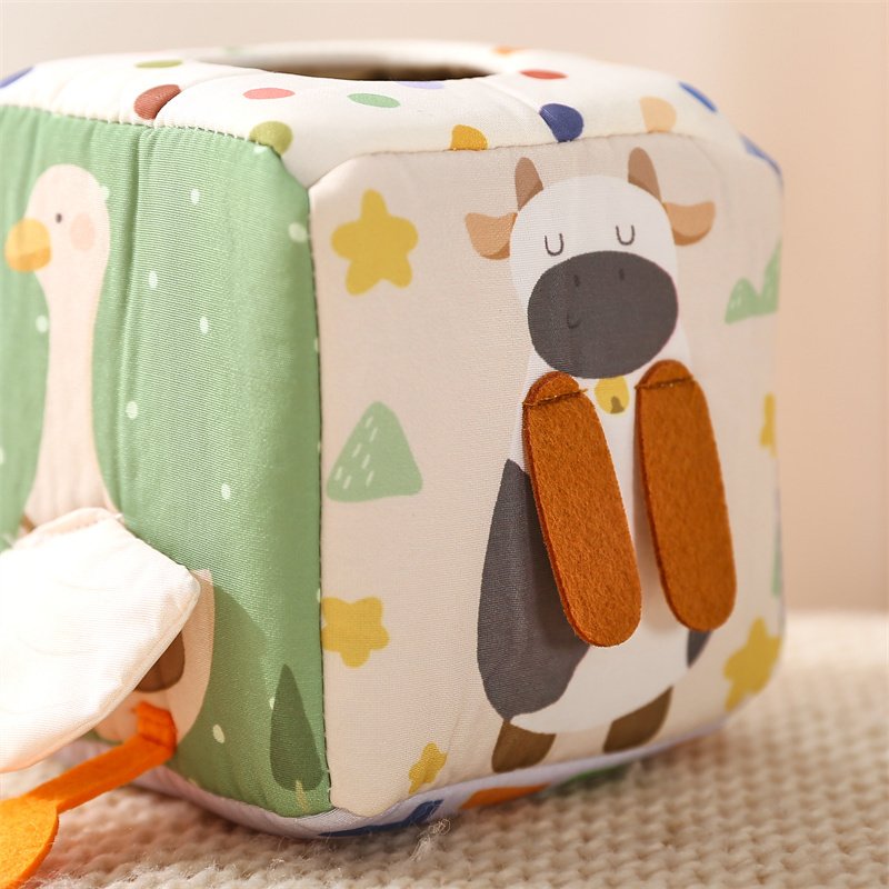 Early Education Sensory Wrinkle Tear-Resistant Cloth Book Toy Box Babies Cotton Light Function Sound Paper Books
