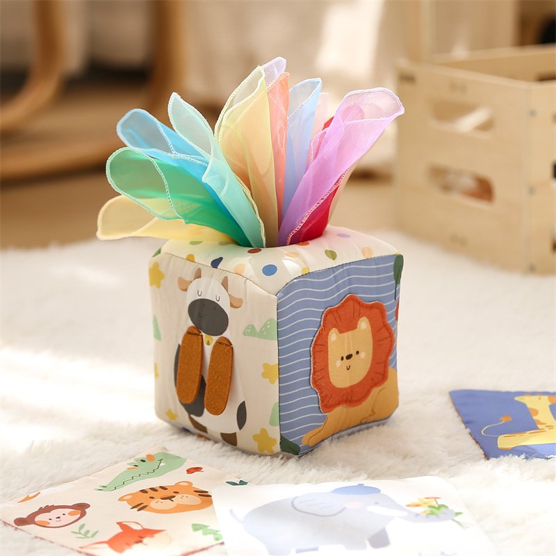 Early Education Sensory Wrinkle Tear-Resistant Cloth Book Toy Box Babies Cotton Light Function Sound Paper Books