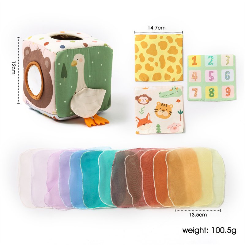 Early Education Sensory Wrinkle Tear-Resistant Cloth Book Toy Box Babies Cotton Light Function Sound Paper Books