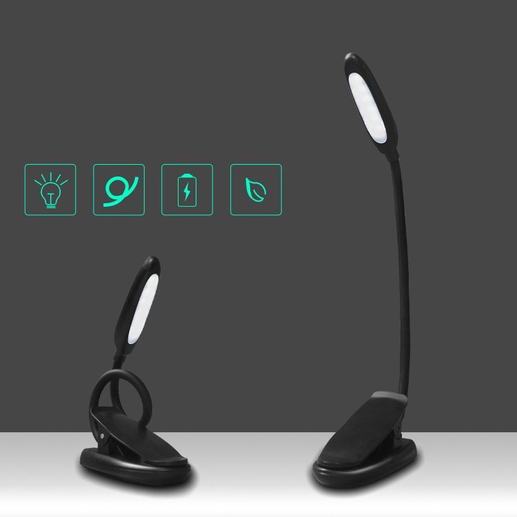 USB rechargeable 3 Brightness Level LED Bed clip on book light Perfect for Reading LED Clip On Reading Light
