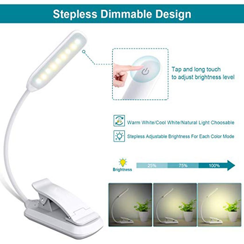 Customized LED Flexible Foldable Rechargeable Clip Reading Bendable Mini USB Book Light for Study Custom Living Room White 80