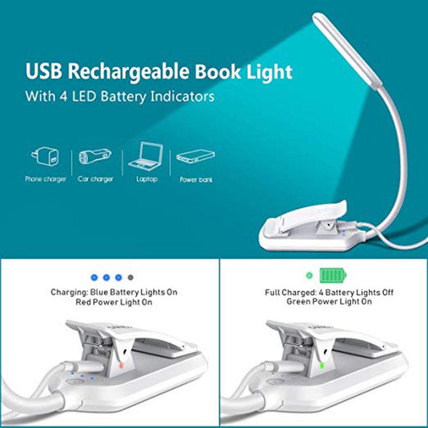 Customized LED Flexible Foldable Rechargeable Clip Reading Bendable Mini USB Book Light for Study Custom Living Room White 80