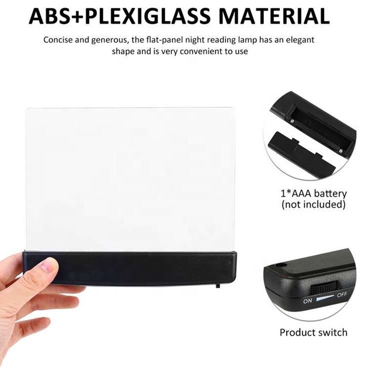Portable Battery Powered Eye Care Clip-On Book Lights Lightwedge Light Panel Book Reading Lamp Bedroom Book Lights
