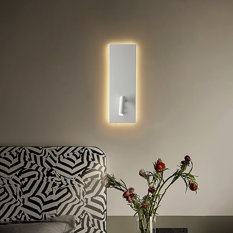 Wall lamp bedroom bed modern atmosphere hotel villa living room simple creative 3+6w white black wall light