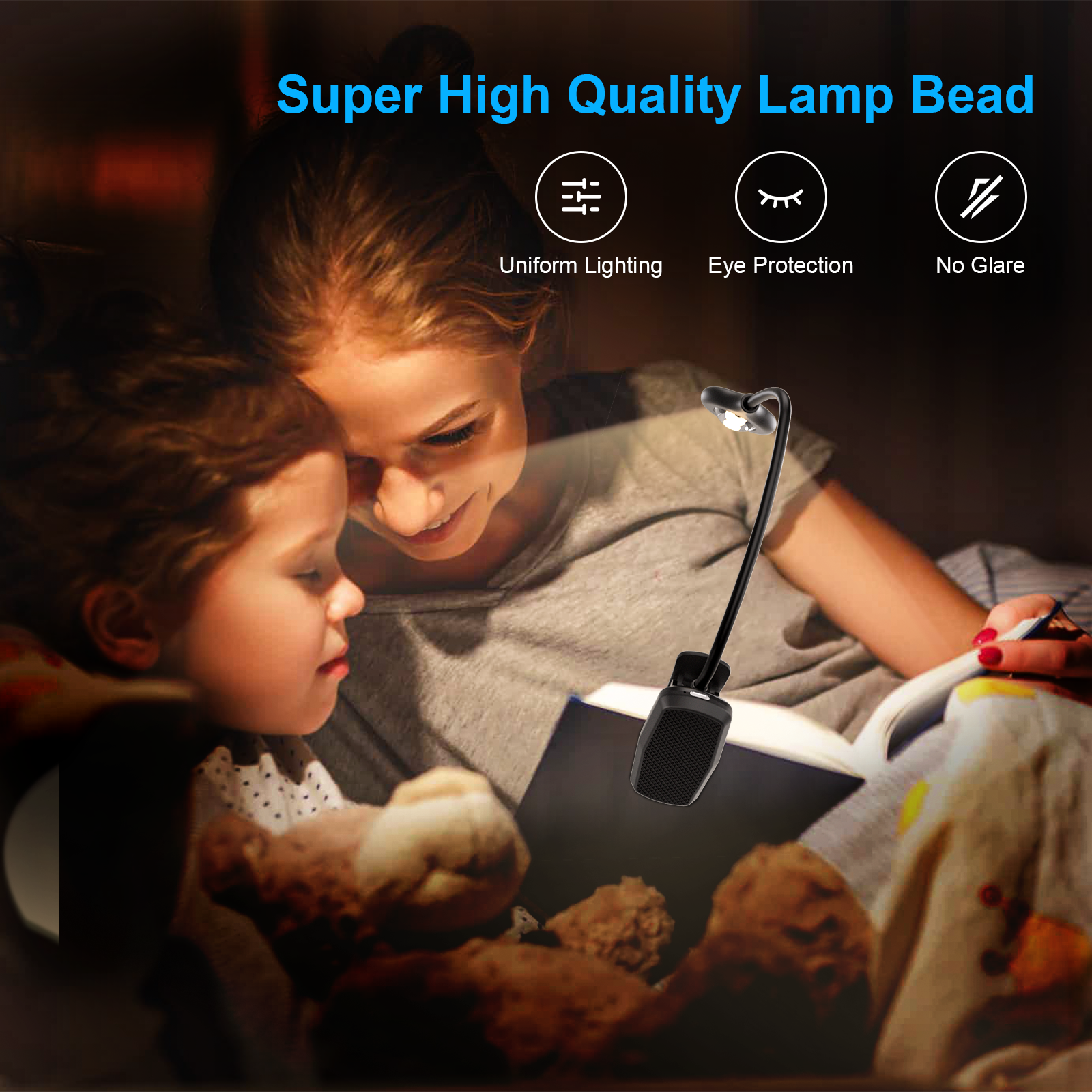 New Design Eye Protection Book Reading Light With Clip Bright Adjustable Rechargeable Portable 5 color Mode Book Light with Clip