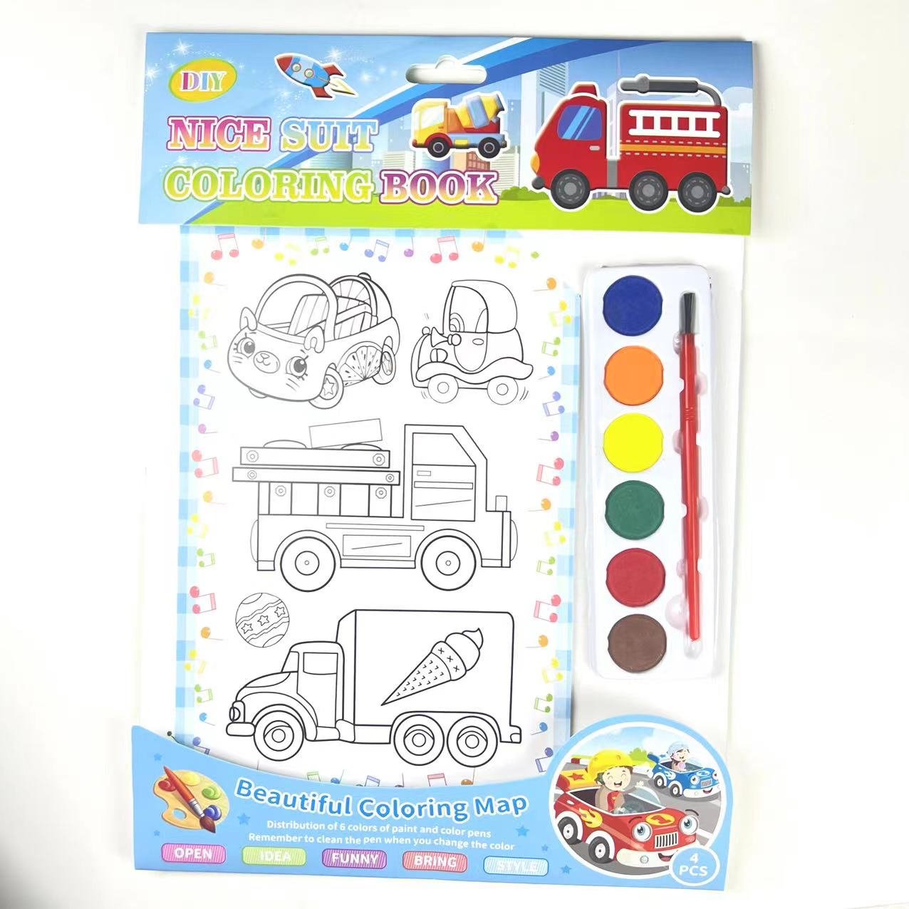 Children's watercolor coloring book graffiti coloring with paint portable magic painting book