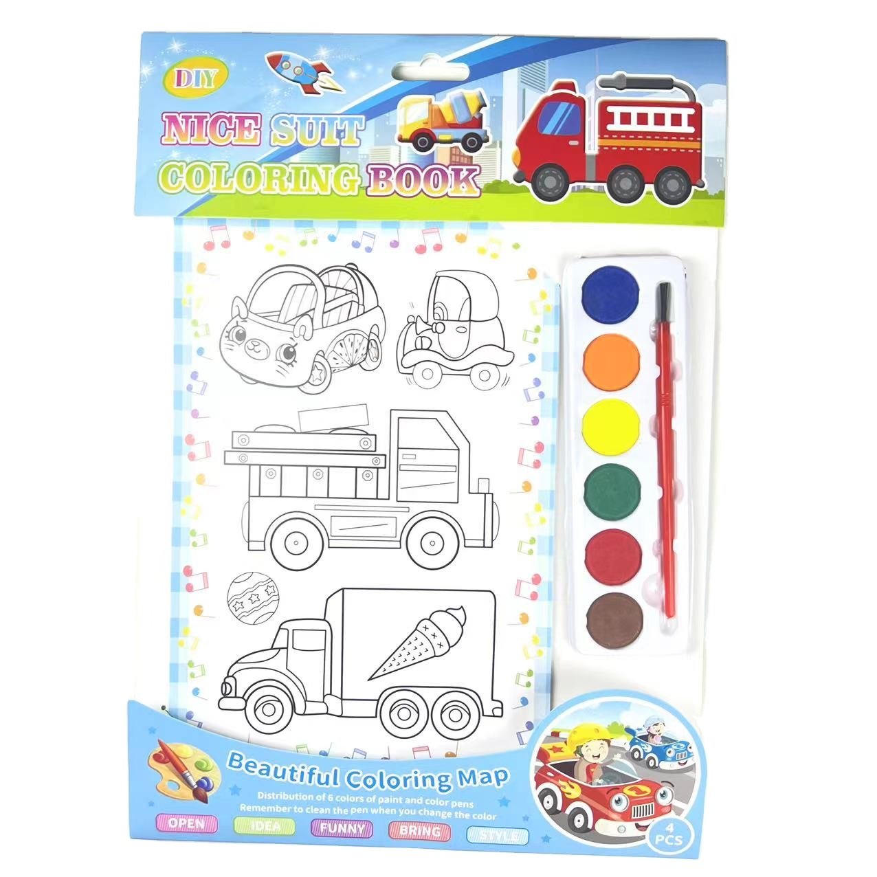 Children's watercolor coloring book graffiti coloring with paint portable magic painting book