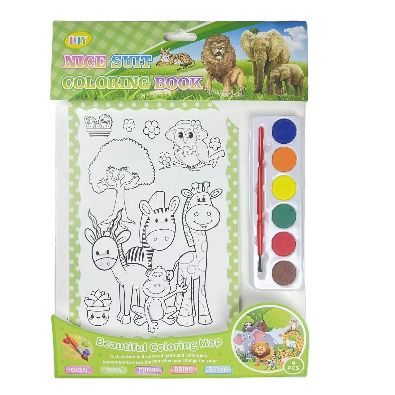 Children's watercolor coloring book graffiti coloring with paint portable magic painting book