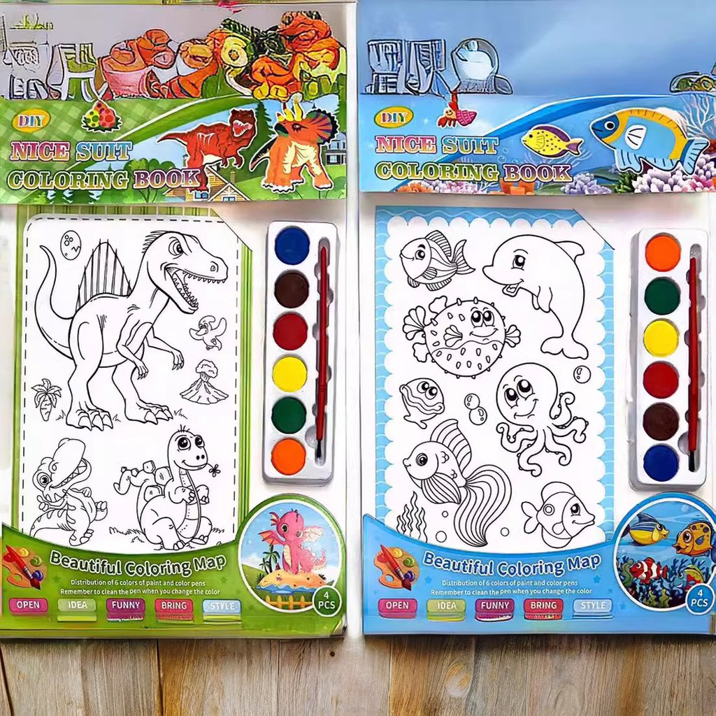 Unisex Children's Watercolor Graffiti Doodle Drawing Book Light Preschool Kids Painting Book with Puzzle for DIY for All-Girls