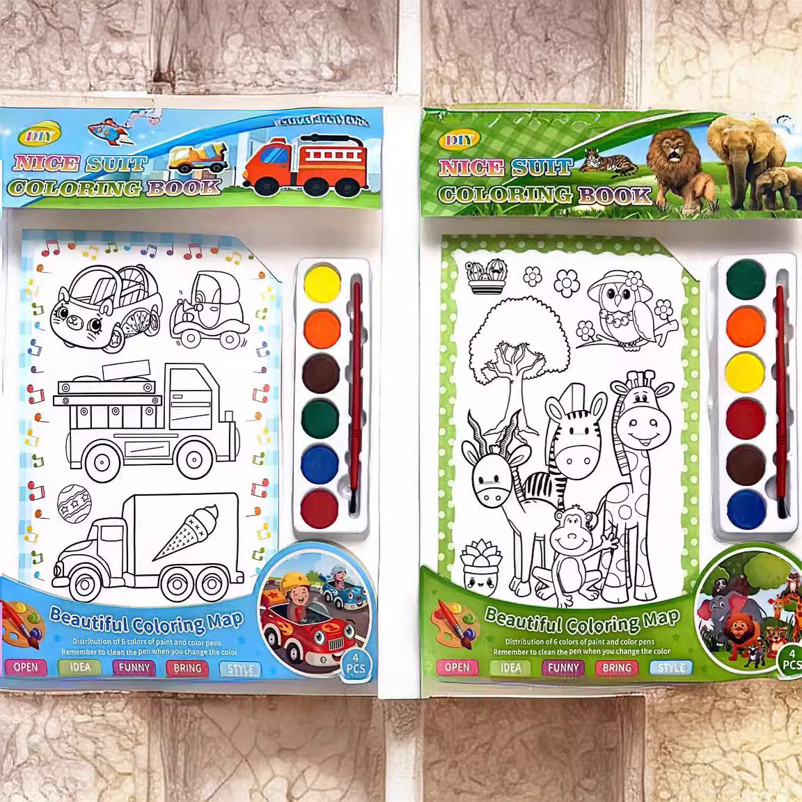 Unisex Children's Watercolor Graffiti Doodle Drawing Book Light Preschool Kids Painting Book with Puzzle for DIY for All-Girls