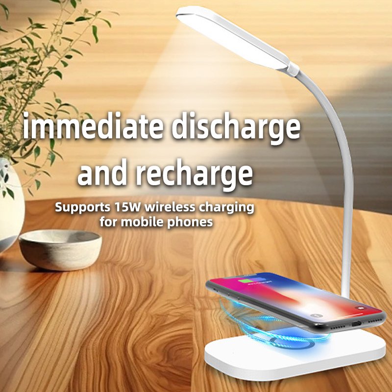 2 in 1 Desk Lamp with wireless charger function, LED Book Reading light