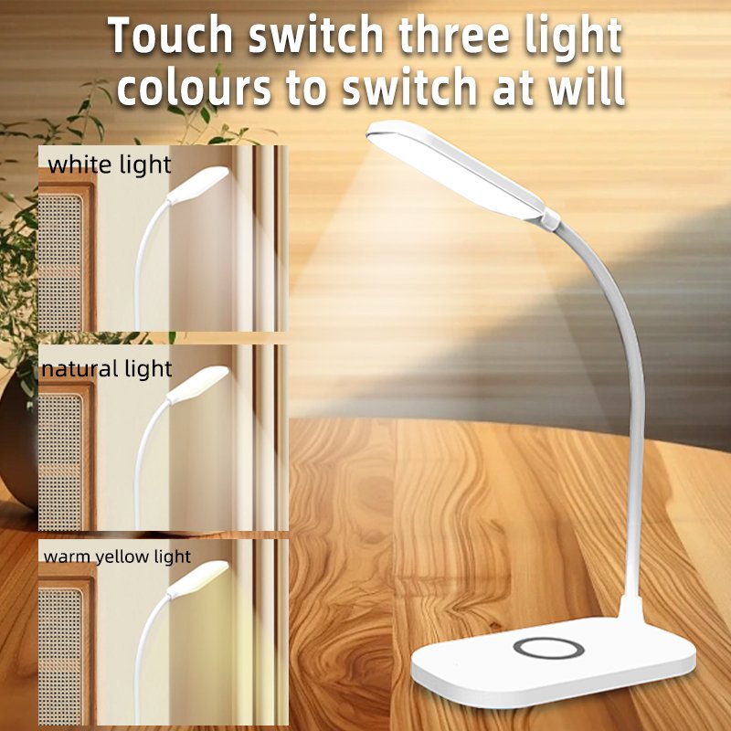 2 in 1 Desk Lamp with wireless charger function, LED Book Reading light
