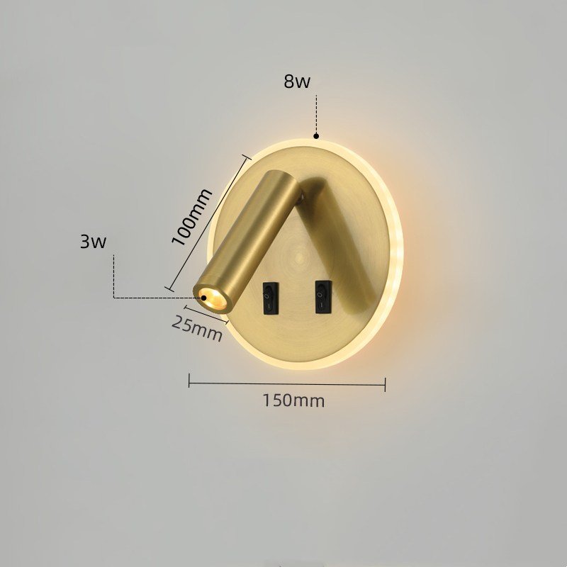 Modern Hotel Indoor Bedside Bed Headboard Rotatable Bedroom Down Luminous 3w Led Book Reading Wall Light