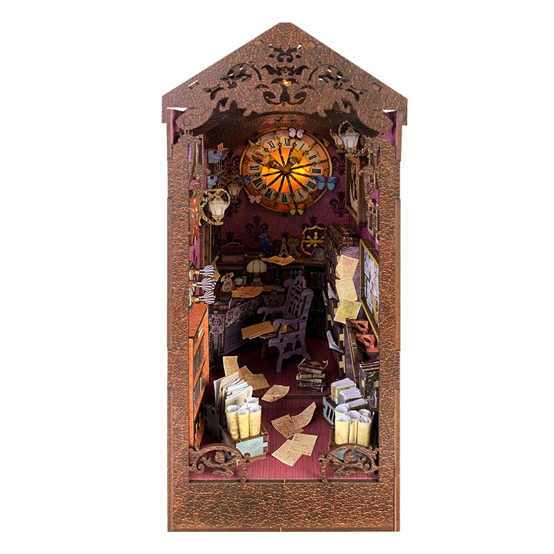 New Style Beautiful Book End Home Art Decorations Handcraft Three-dimensional Carved Wooden Space Detective Puzzle With Lights