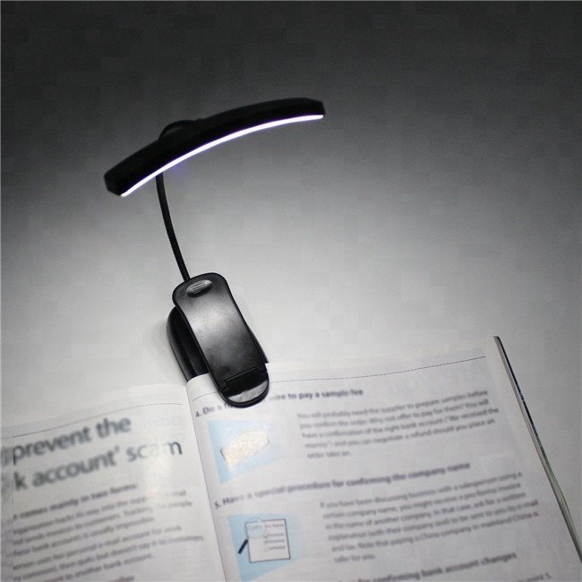 Flexible 6 SMD led reading light Easy Clip on book Light for kids Music Stand light lamp AAA battery