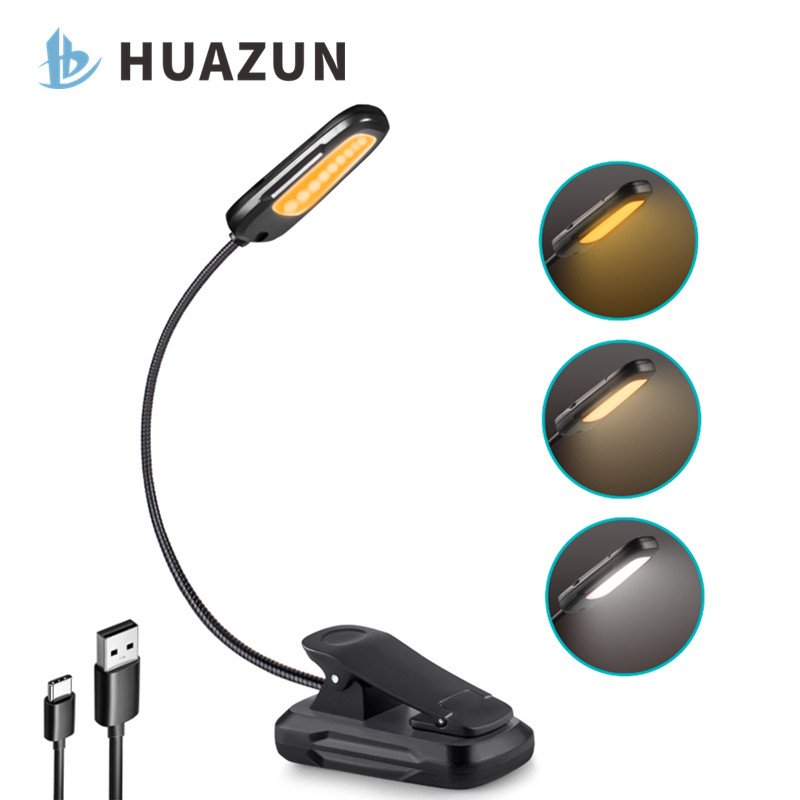Portable Warm White 3 Color Temperatures 9 Brightness Rechargeable Clip 9 LED Table Lamp