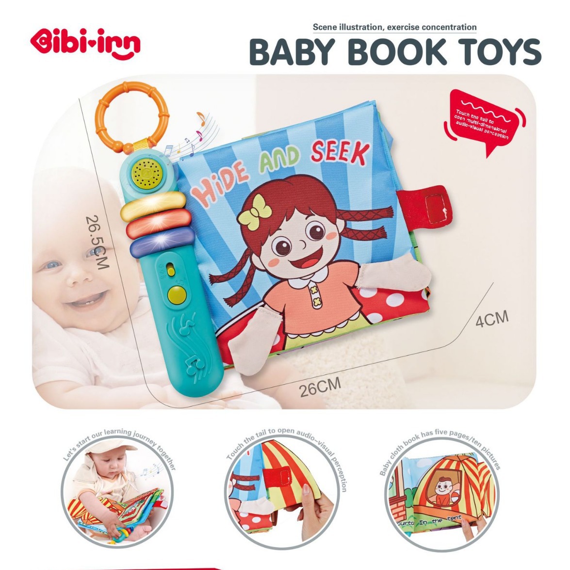 Baby New Product Multiple Styles Sea World Cloth Book Kids Early Puzzle Toys Learn Touch Sensory Music Tail Cloth Book