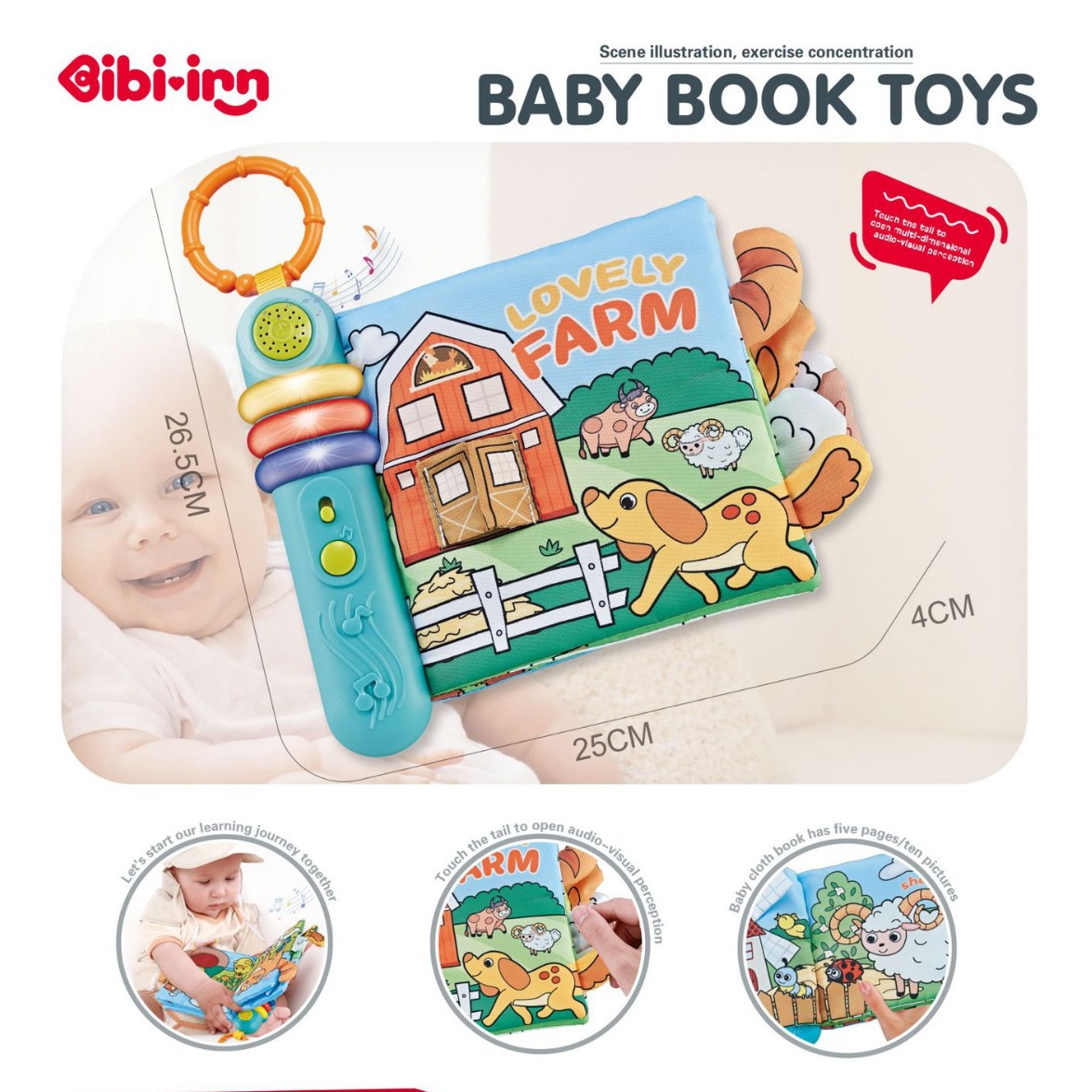 Baby New Product Multiple Styles Sea World Cloth Book Kids Early Puzzle Toys Learn Touch Sensory Music Tail Cloth Book