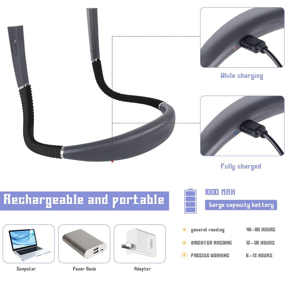 LED neck reading light USB Portable Comfortable charging LED Neck Hung Reading Light
