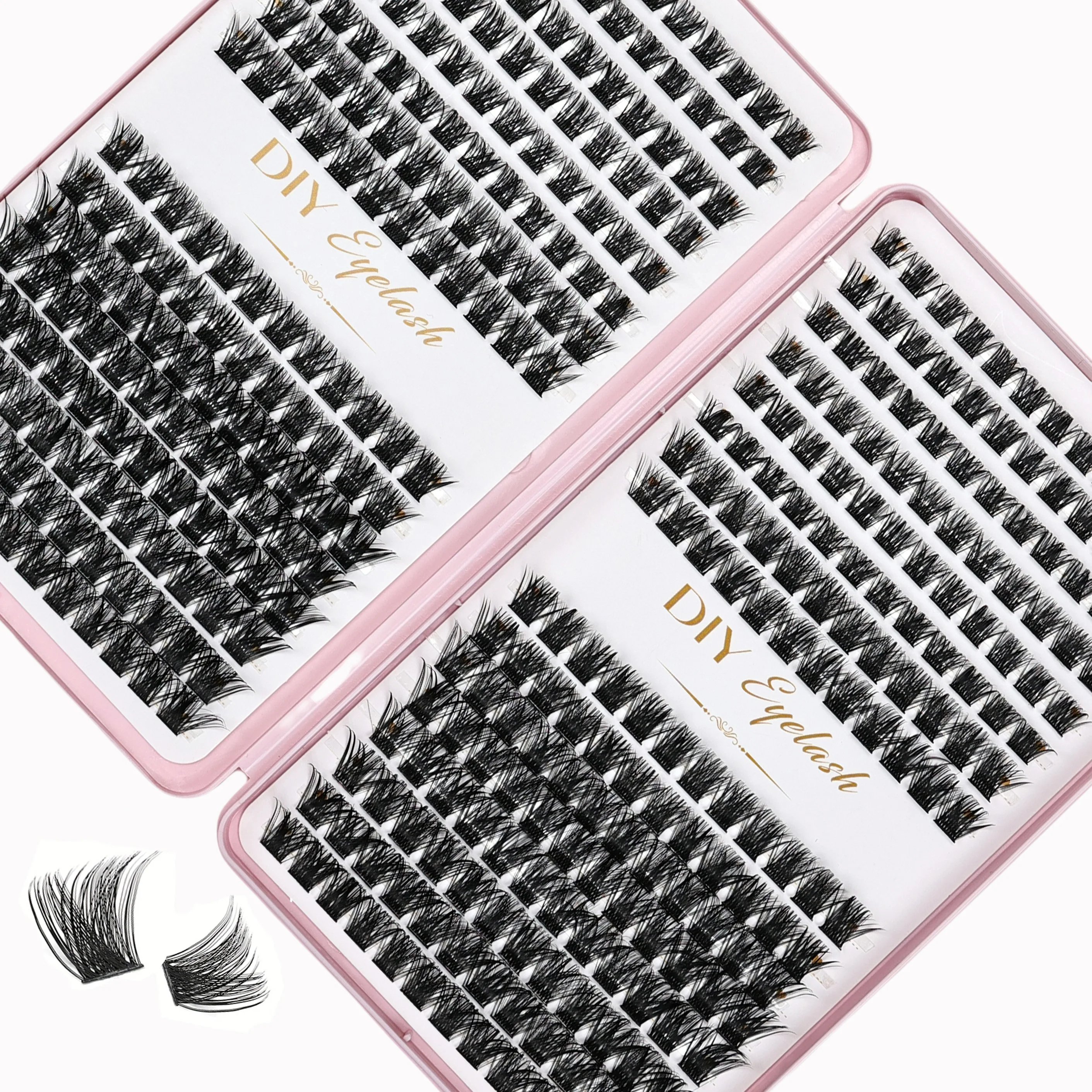384PCS Individual Lashes Clusters DIY Lash Extensions Book, D Curl Eyelash Extension at Home Lash Clusters