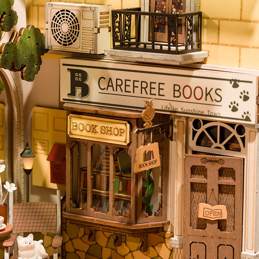 Robotime Rolife US Warehouse 3D Wooden DIY Miniature House Book Nook TGB02 Sunshine Town Assemble Toys Bookends