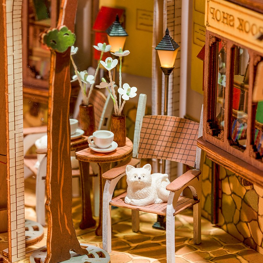 Robotime Rolife US Warehouse 3D Wooden DIY Miniature House Book Nook TGB02 Sunshine Town Assemble Toys Bookends