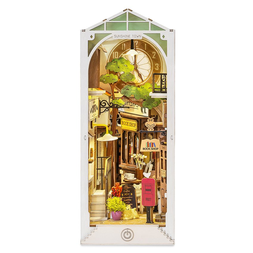 Robotime Rolife US Warehouse 3D Wooden DIY Miniature House Book Nook TGB02 Sunshine Town Assemble Toys Bookends