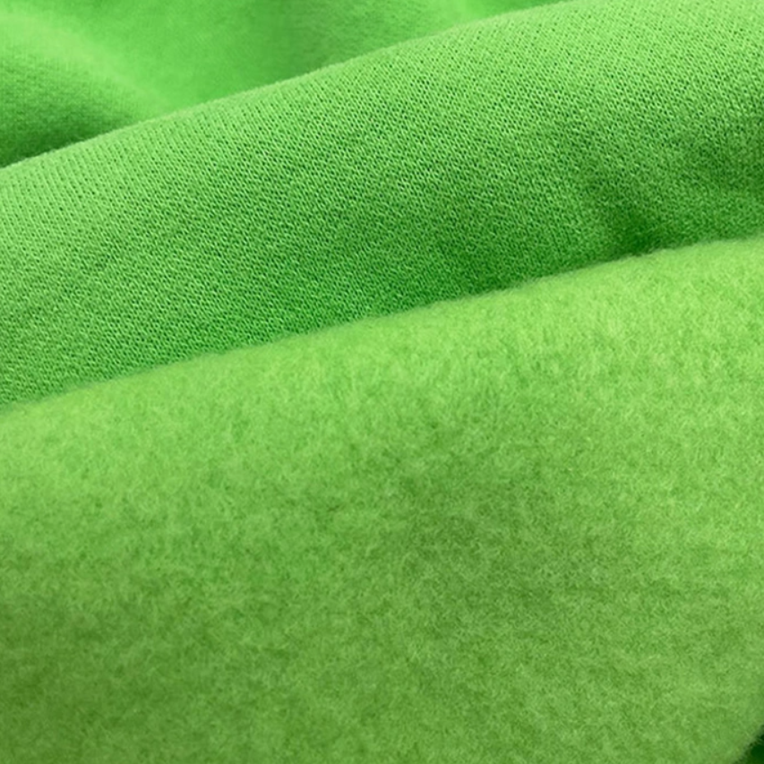Light Green Color French Terry Cotton Fabric 65% Cotton 35% Polyester Blend Fabric Winter Clothing Brushed Fleece Knitted Terry