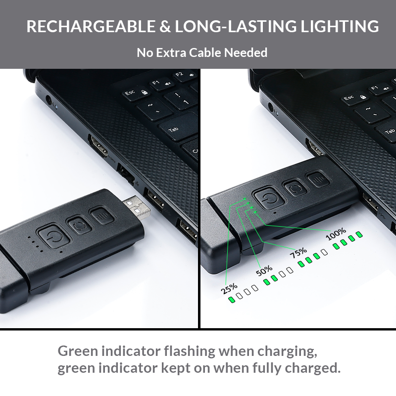 Rechargeable Book Light Adjustable Brightness 3 Color Temperatures Eye-Friendly Night Reading