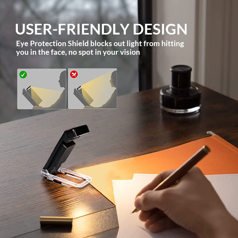 Rechargeable Book Light Adjustable Brightness 3 Color Temperatures Eye-Friendly Night Reading