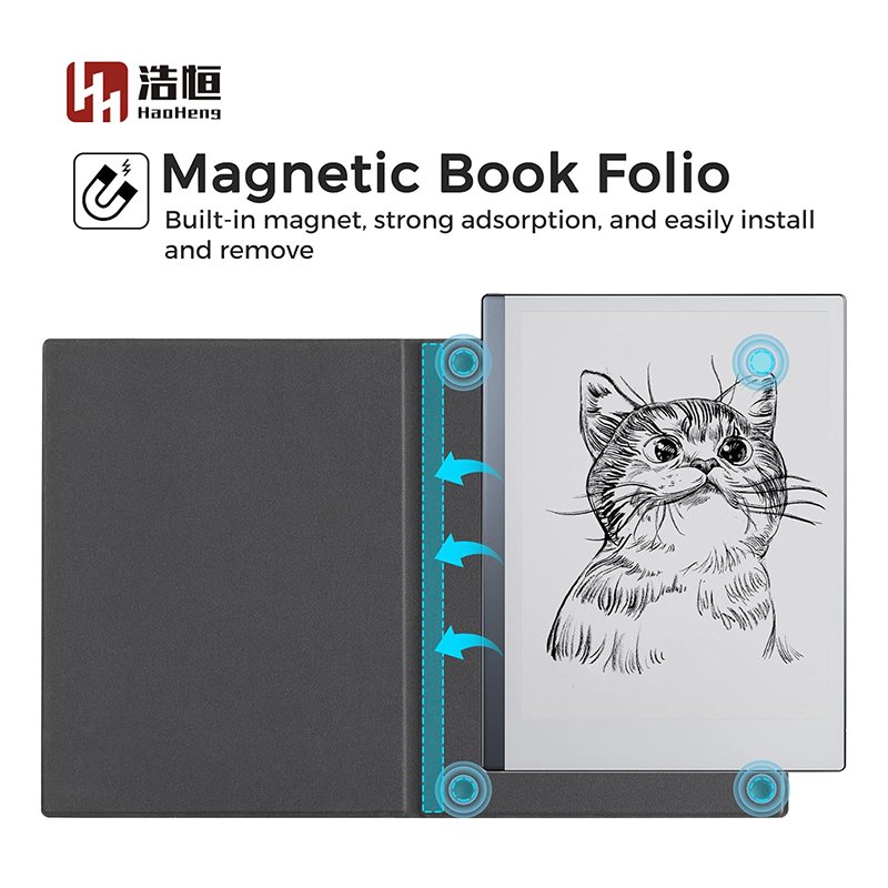 Ultra Lightweight Folio Cover Fabric and PU Leather Magnetic Case for Remarkable 2 Paper Tablet Book with Bulit-in Magnet