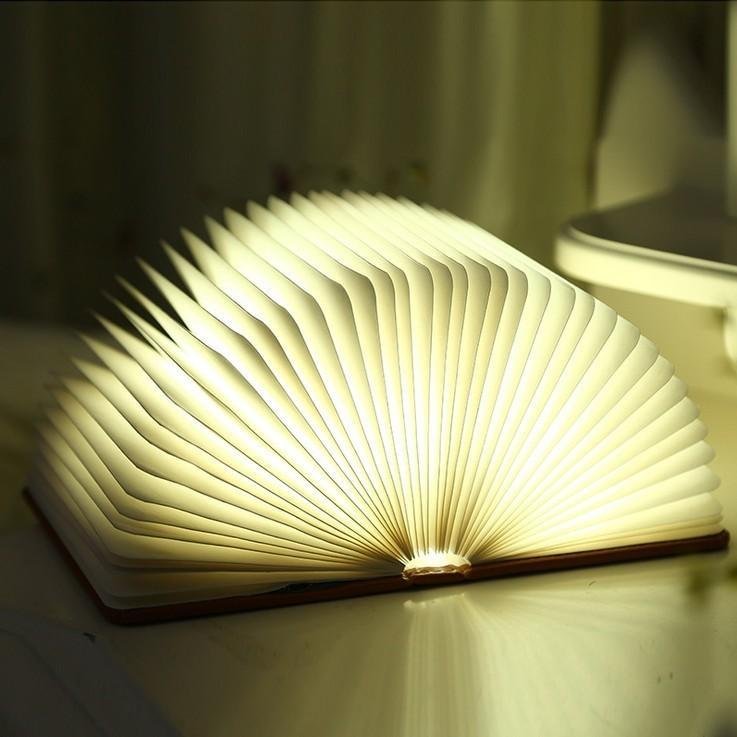 Led Folding Book Lamp Wooden Rechargeable Indoor Home Decor Lantern Novelty Gift Lighting Night Lights