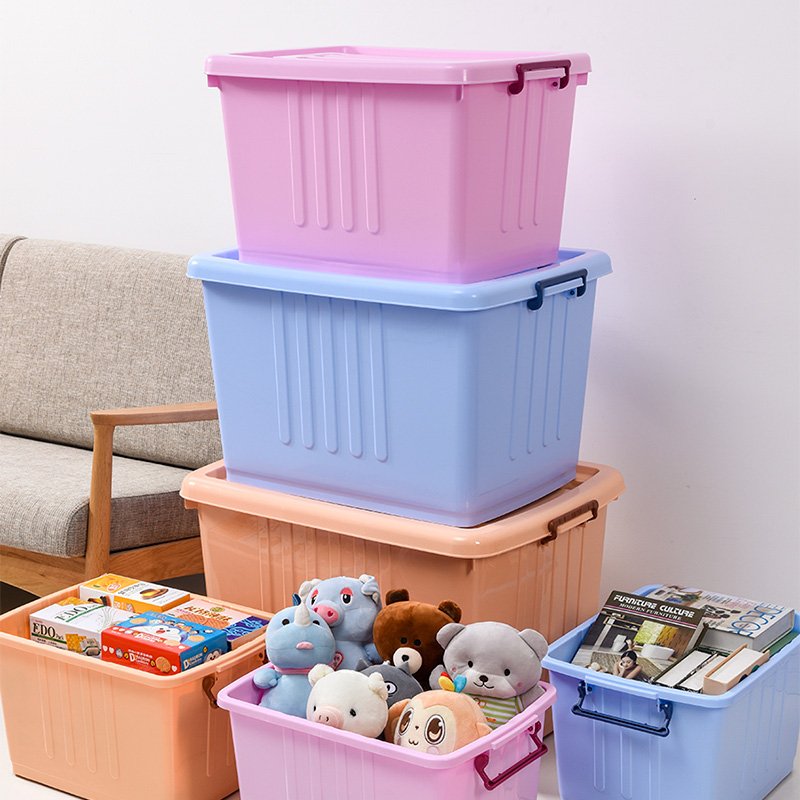 2021 hot design colorful multipurpose plastic large storage bin home plastic storage box with lid